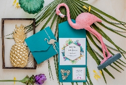 Partecipazione di Nozze Flamingo in a Jungle